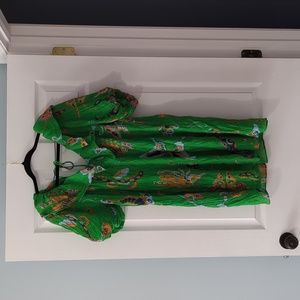 H&M green butterfly print dress size xsmall